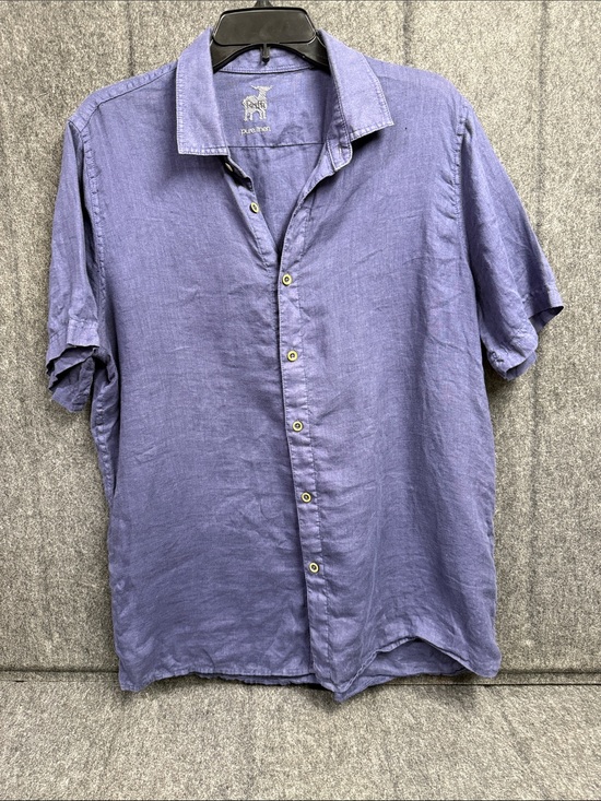 Raffi Other - Raffi Blue Short-Sleeve Linen Button-Down Shirt